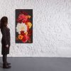 Original acrylic painting 'Ember Glow' by Sarah Caswell on cotton canvas. Shown in a gallery setting.
