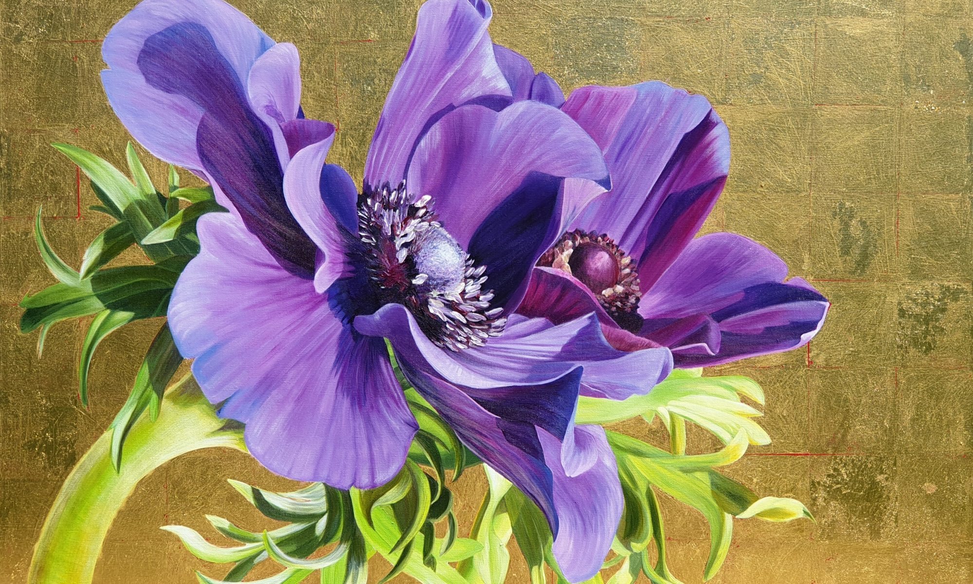 Original acrylic painting on canvas, 'Reverence of Anemones'