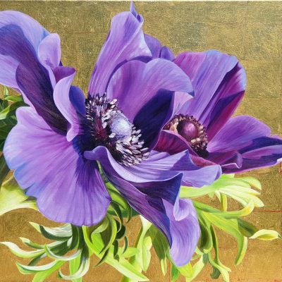 Original acrylic painting on canvas, 'Reverence of Anemones'