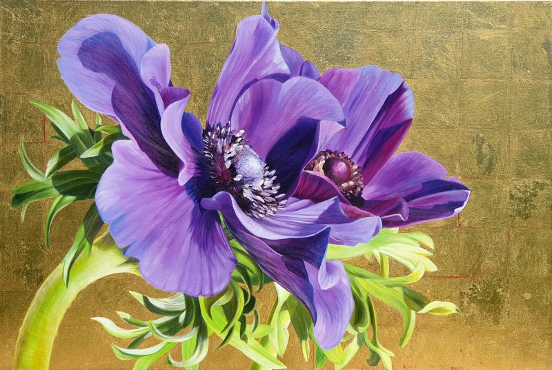 Original acrylic painting on canvas, 'Reverence of Anemones'