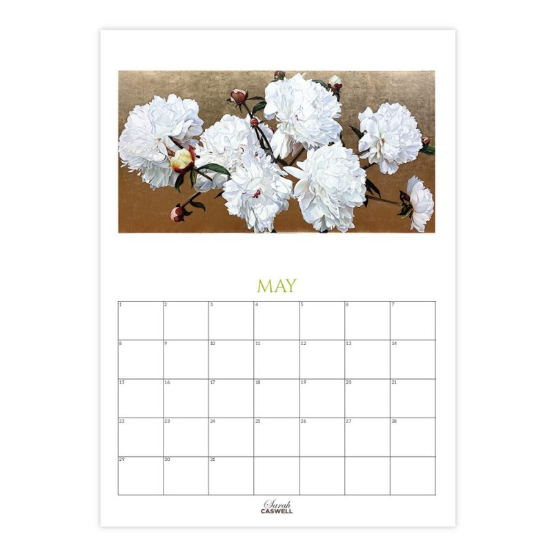 Example inner page image of Sarah Caswell floral art birthdays calendar